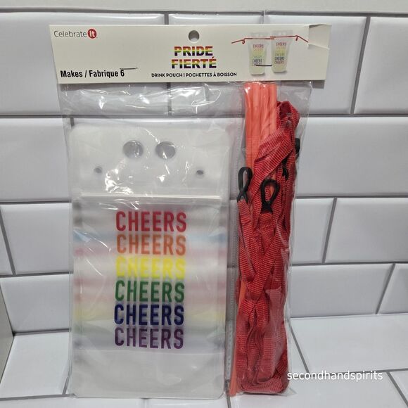 Pride LGBTQ  Drink Pouch with Lanyard And Straw Lot Of 6 - Picture 1 of 5